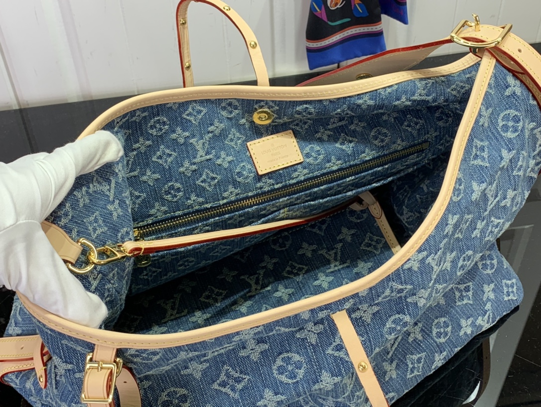 最高級ルイヴィトンスーパーコピー ルイヴィトンバッグコピー 新作 LV リミックス キャリーオール NM MM ブルーデニム M46855 モノグラム・デニム ゴールド金具 - 画像 (2)