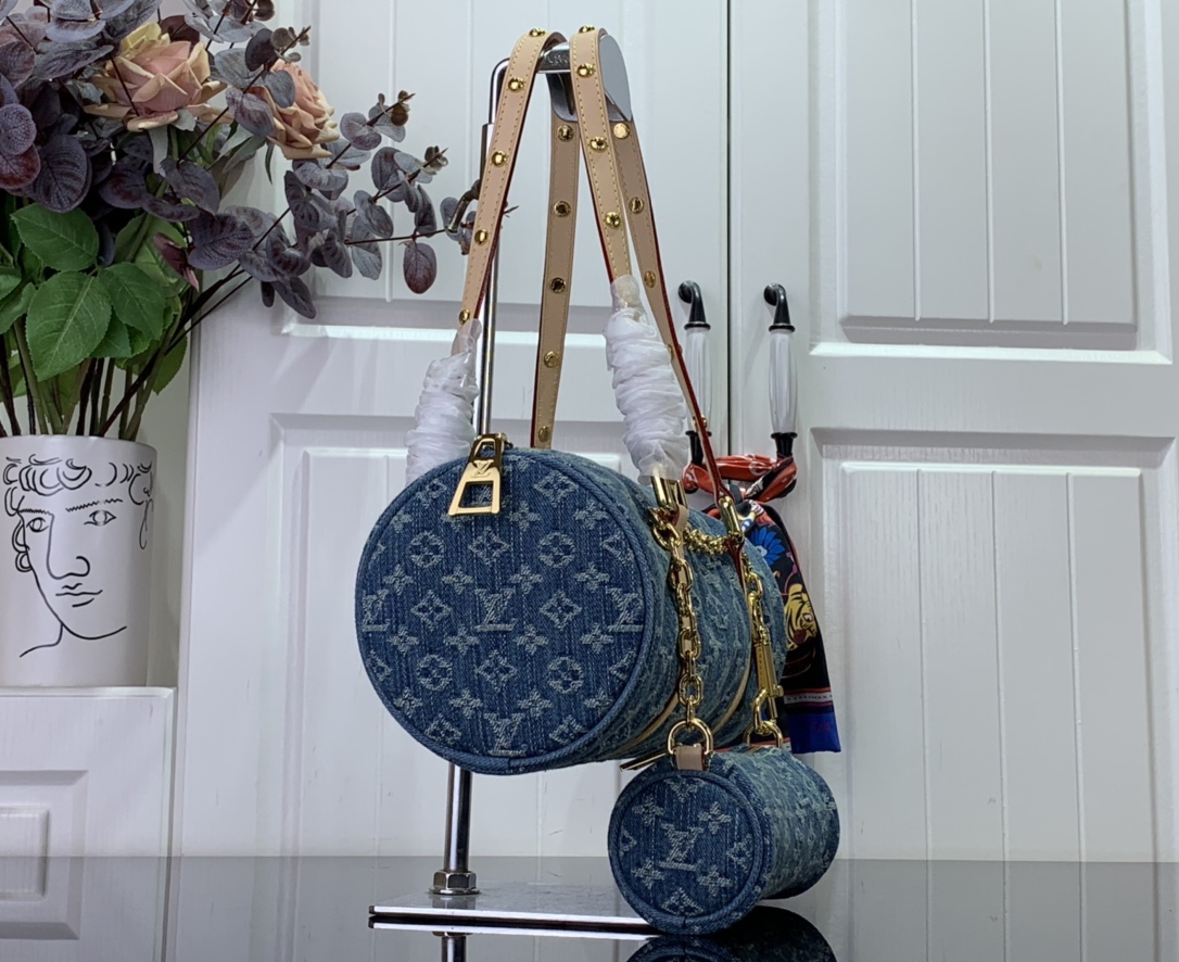 最高級ルイヴィトンスーパーコピー ルイヴィトンバッグコピー 新作 LV リミックス パピヨン MM ブルーデニム M46830 モノグラム・デニム ゴールド金具 - 画像 (9)