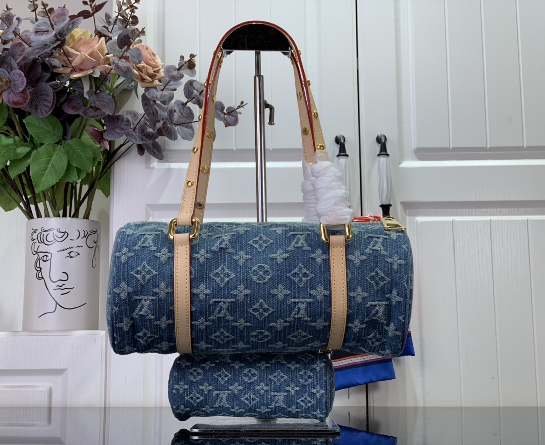 最高級ルイヴィトンスーパーコピー ルイヴィトンバッグコピー 新作 LV リミックス パピヨン MM ブルーデニム M46830 モノグラム・デニム ゴールド金具 - 画像 (8)