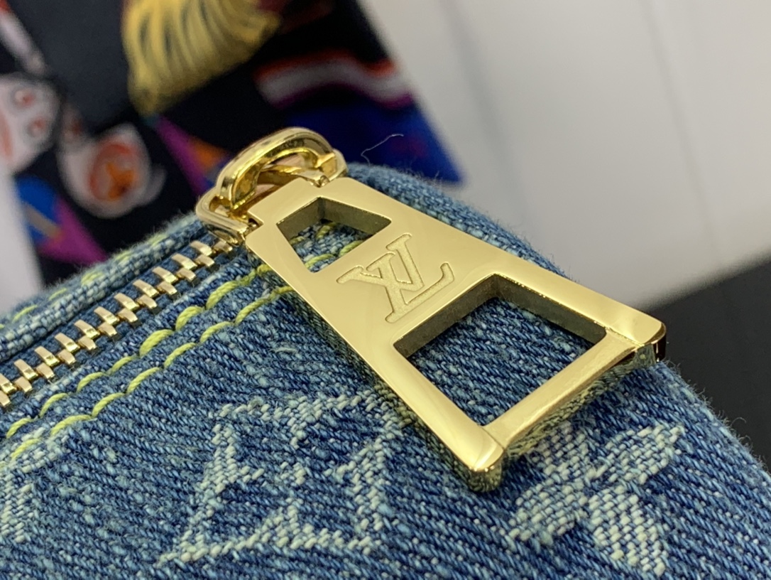 最高級ルイヴィトンスーパーコピー ルイヴィトンバッグコピー 新作 LV リミックス パピヨン MM ブルーデニム M46830 モノグラム・デニム ゴールド金具 - 画像 (6)