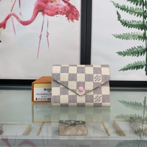 最高級ルイヴィトンスーパーコピー ルイヴィトン財布コピー ポルトフォイユ･ヴィクトリーヌ ローズバレリーヌ（ピンク） N64022 ダミエ･エベヌ キャンバス ゴールド金具