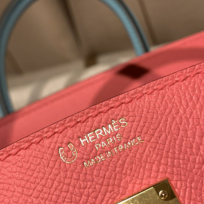 最高級HERMESスーパーコピー エルメスバーキン25コピー バーキン25 スペシャルオーダー ローズアザレXブルーアトール エプソン ゴールド金具 新品 2024W1403 - 画像 (5)