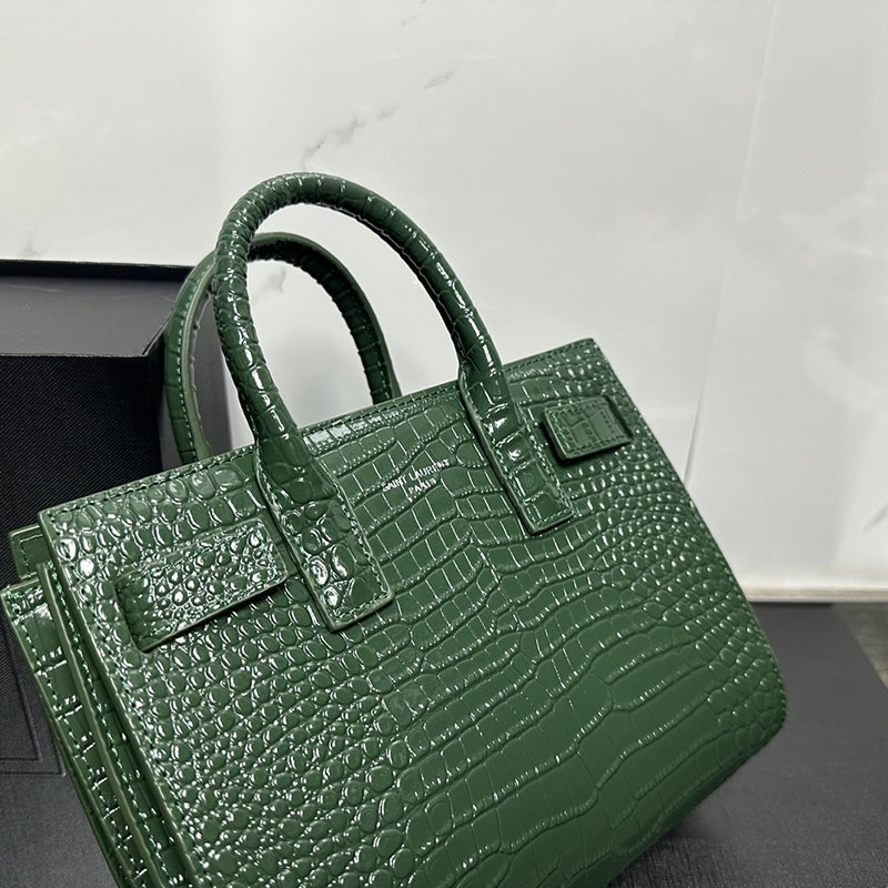 N品 YSL サンローラン サック サック ド ジュール ナノ(クロコダイルエンボスレザー) グリーン 392035DND1N3333 カーフスキンレザー シルバー金具 激安優良店 - 画像 (6)