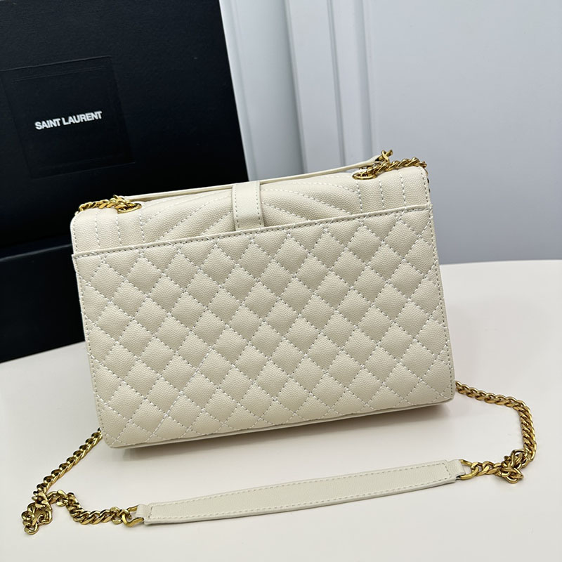 N品 YSL サンローラン エンヴェロップ ミディアム オフホワイト 600185BOW919207 カーフスキンレザー ゴールド金具 激安優良店 - 画像 (8)