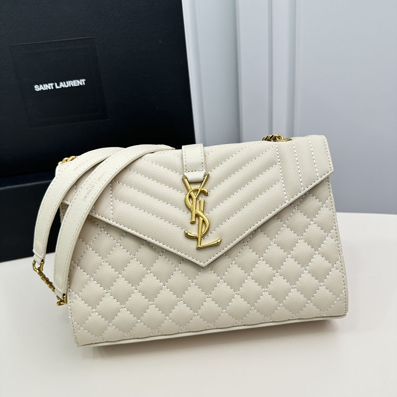 N品 YSL サンローラン エンヴェロップ ミディアム オフホワイト 600185BOW919207 カーフスキンレザー ゴールド金具 激安優良店 - 画像 (7)