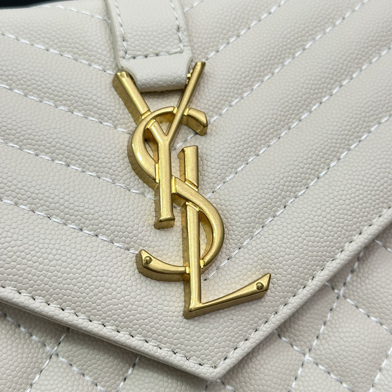 N品 YSL サンローラン エンヴェロップ ミディアム オフホワイト 600185BOW919207 カーフスキンレザー ゴールド金具 激安優良店 - 画像 (5)