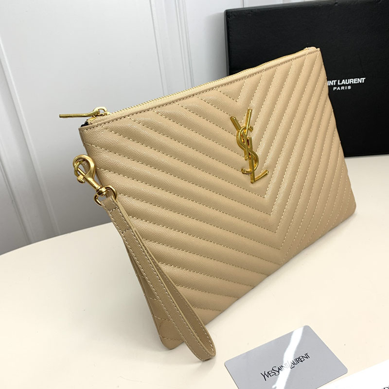 N品 YSL サンローラン 人気バッグ モノグラム タブレットポーチ NATURAL TAN 559193CWU012357 カーフスキンレザー ゴールド金具 激安優良店 - 画像 (9)