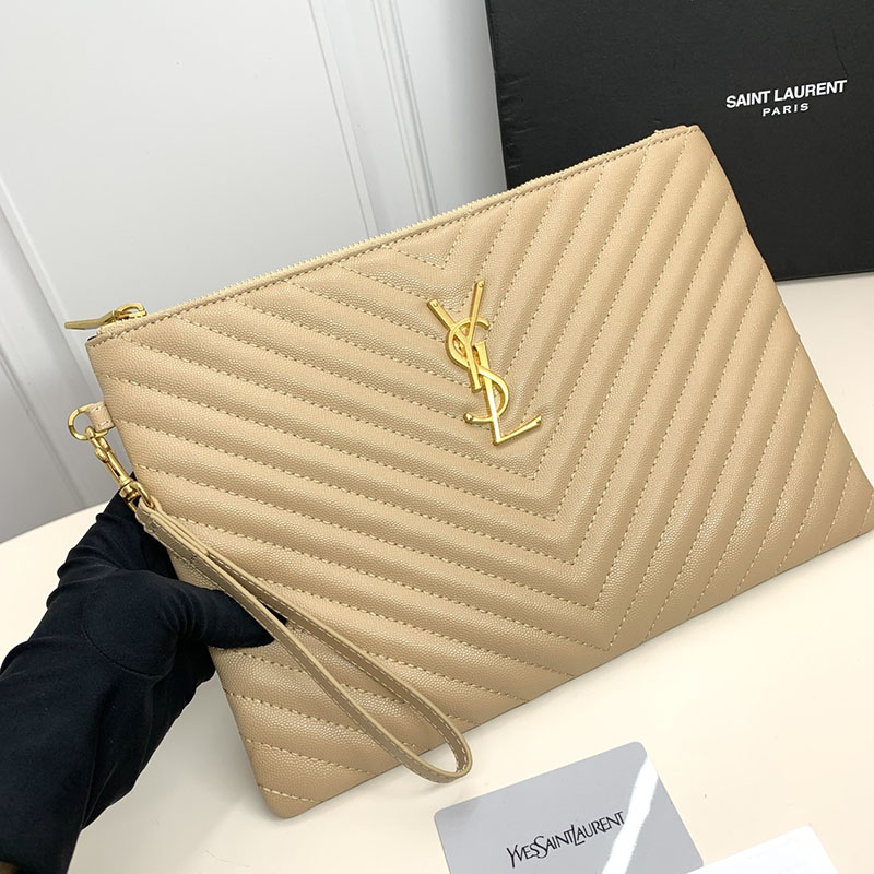 N品 YSL サンローラン 人気バッグ モノグラム タブレットポーチ NATURAL TAN 559193CWU012357 カーフスキンレザー ゴールド金具 激安優良店 - 画像 (7)