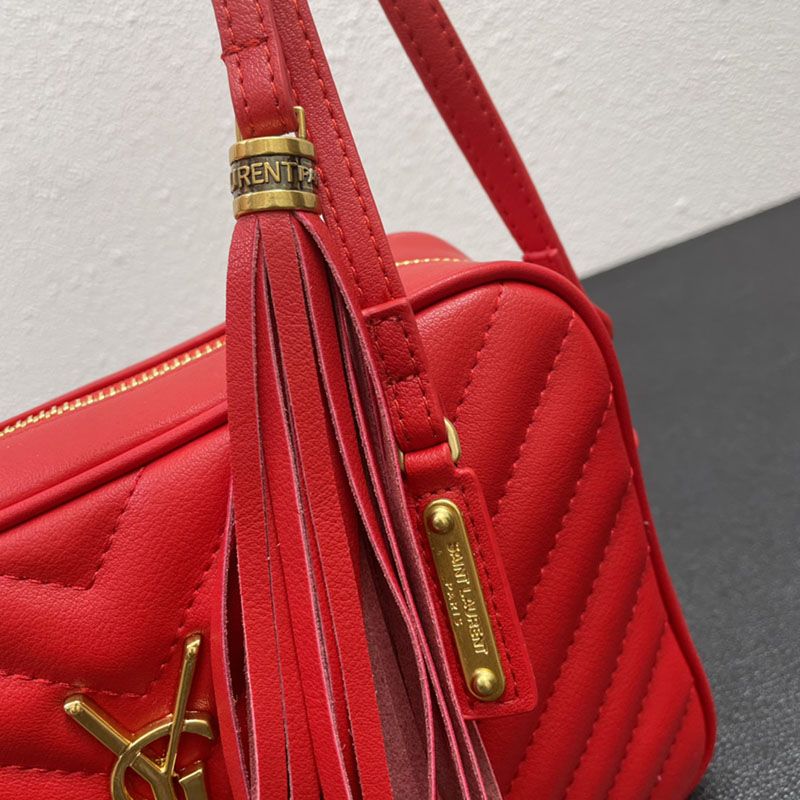 N品 YSL サンローラン ショルダーバッグ ルー カメラバッグ レッド 761554DV7076937 牛革 ゴールド金具 激安優良店 - 画像 (5)