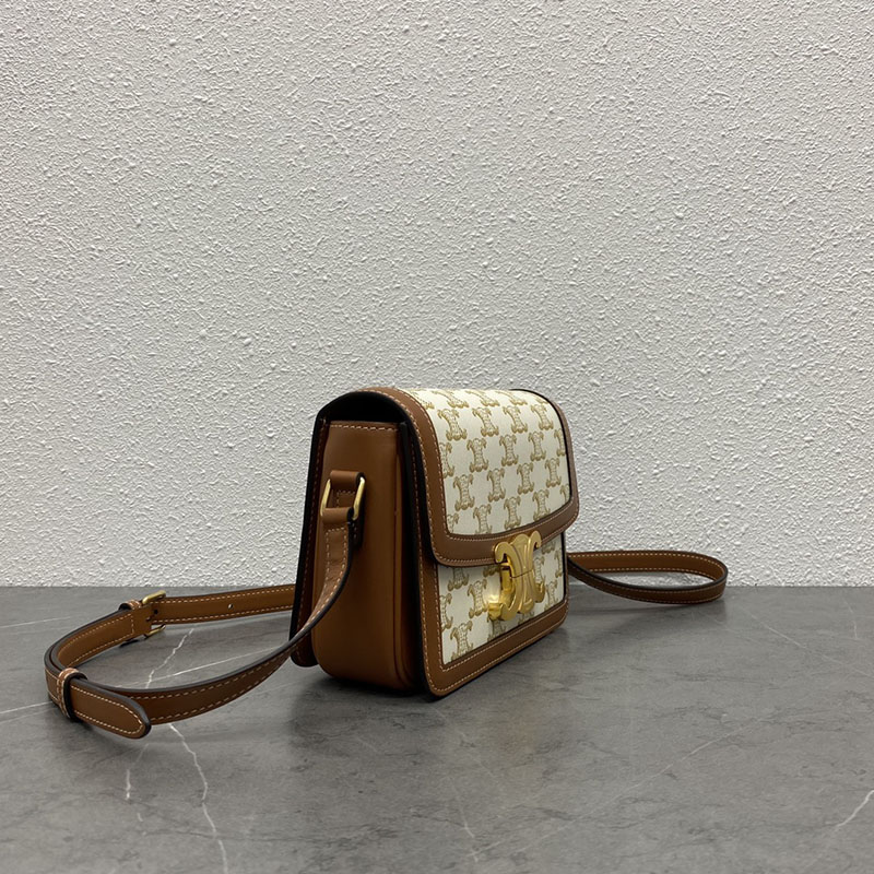 N品 セリーヌ バッグ 人気 ランキング CELINE ショルダーバッグ 人気 ティーン トリオンフ バッグ 188882BZ4.01BC ホワイト ゴールド金具 - 画像 (6)