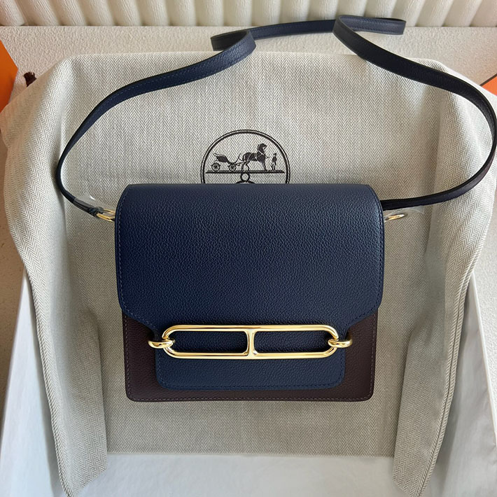 超N品 エルメス クロスボディ&ショルダーバッグ ロウリス(ルリ) ミニ ブルーサフィール/ルージュセリエ エバーカラー ゴールド金具 2513032 - 画像 (2)