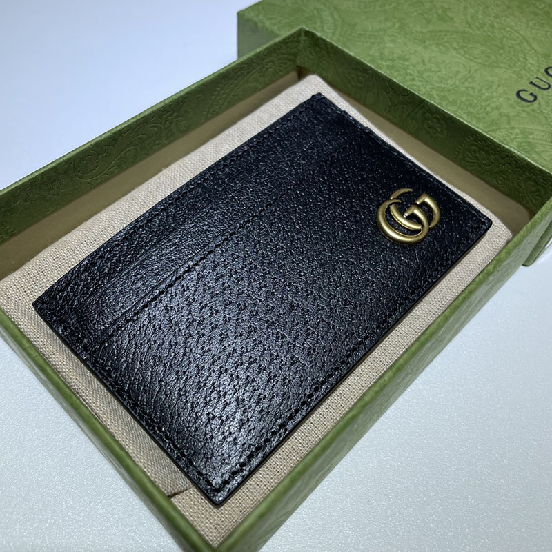 グッチ カードケース メンズ グッチ ダブルG カードケース 657588 DJ20T 1000 ブラック ゴールド金具 - 画像 (2)