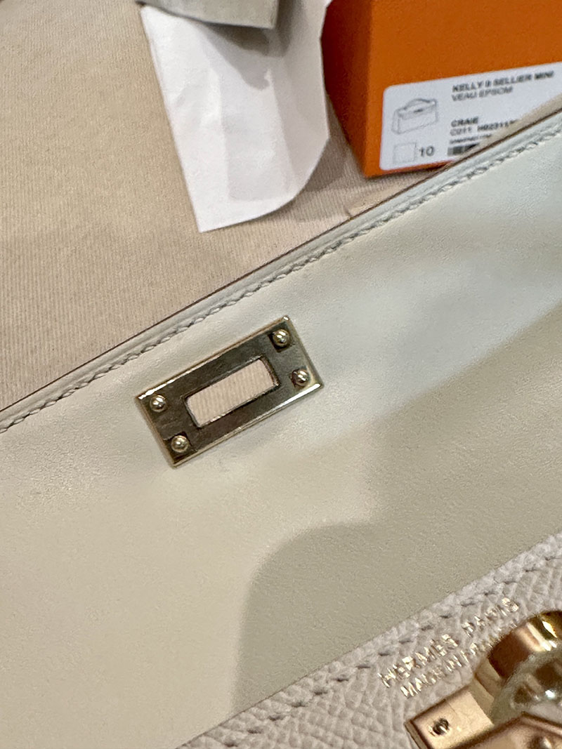 エルメス ケリーミニ 20 外縫い クレ ヴォーエプソン シルバー金具 2412873 ミニケリー 定価 - 画像 (7)