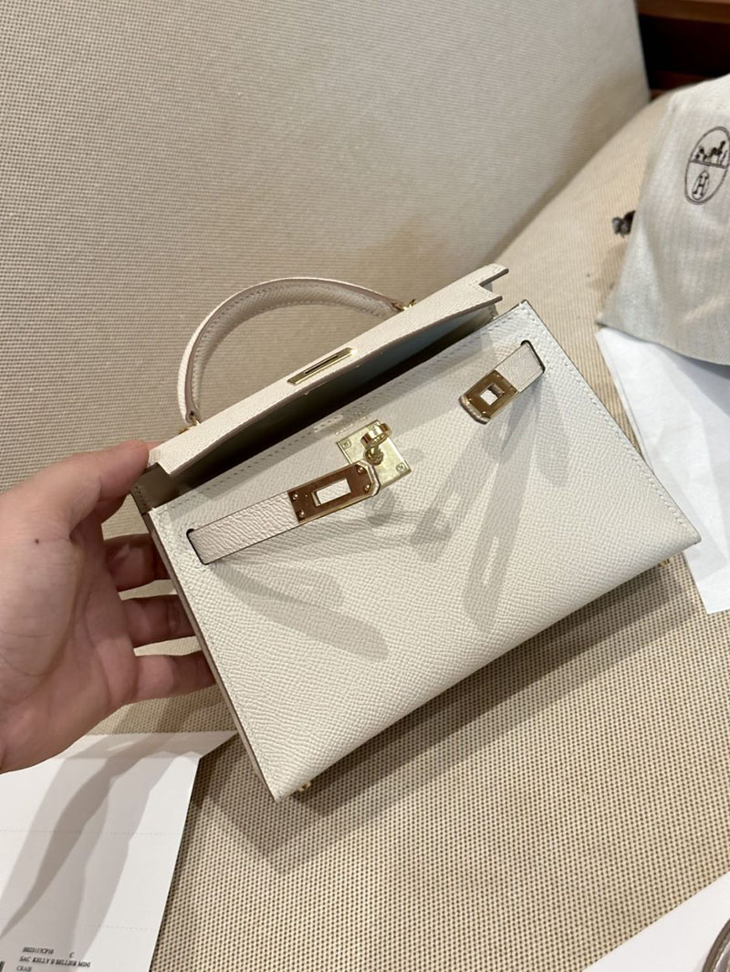 エルメス ケリーミニ 20 外縫い クレ ヴォーエプソン シルバー金具 2412873 ミニケリー 定価 - 画像 (4)
