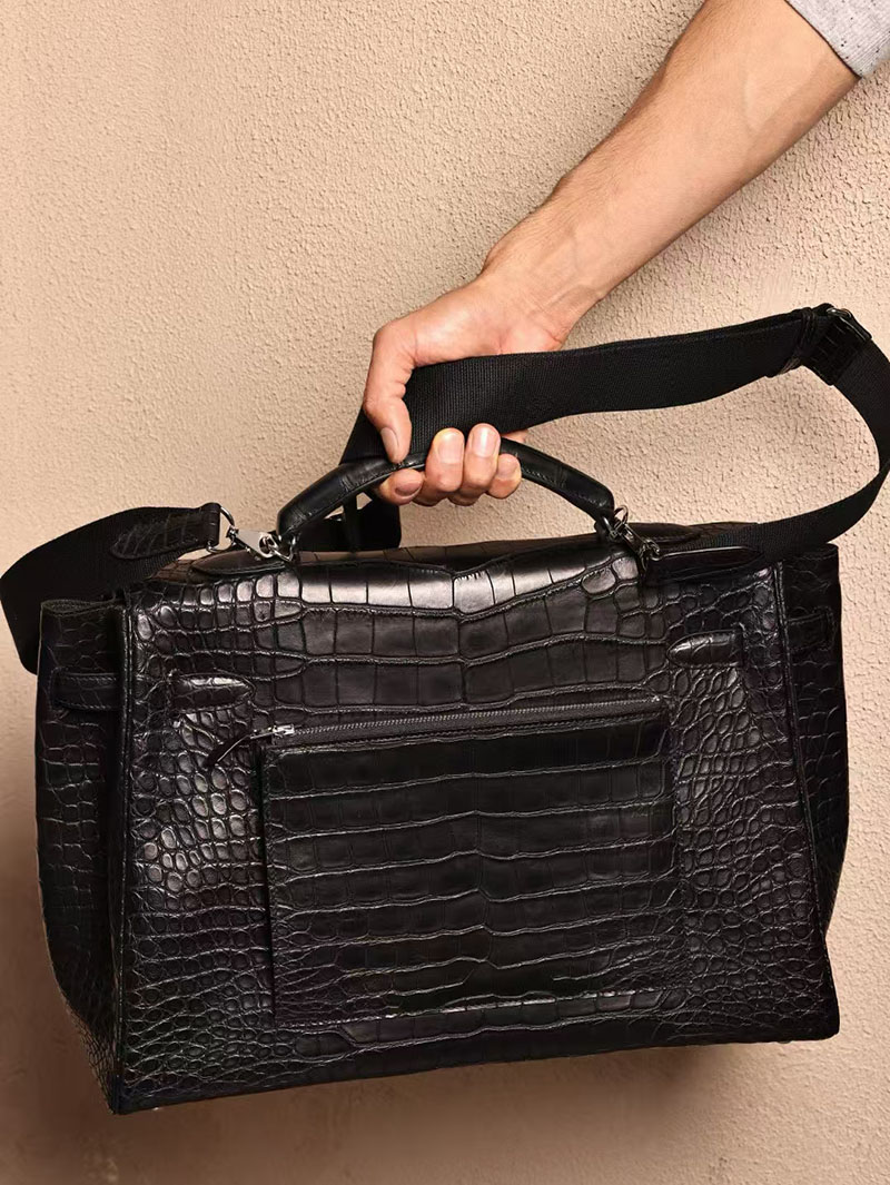 エルメス マキシケリー42 メンズ HERMES ケリー 42cm 内縫い クロ クロコダイル アリゲーターマット シルバー金具 2412889 - 画像 (8)