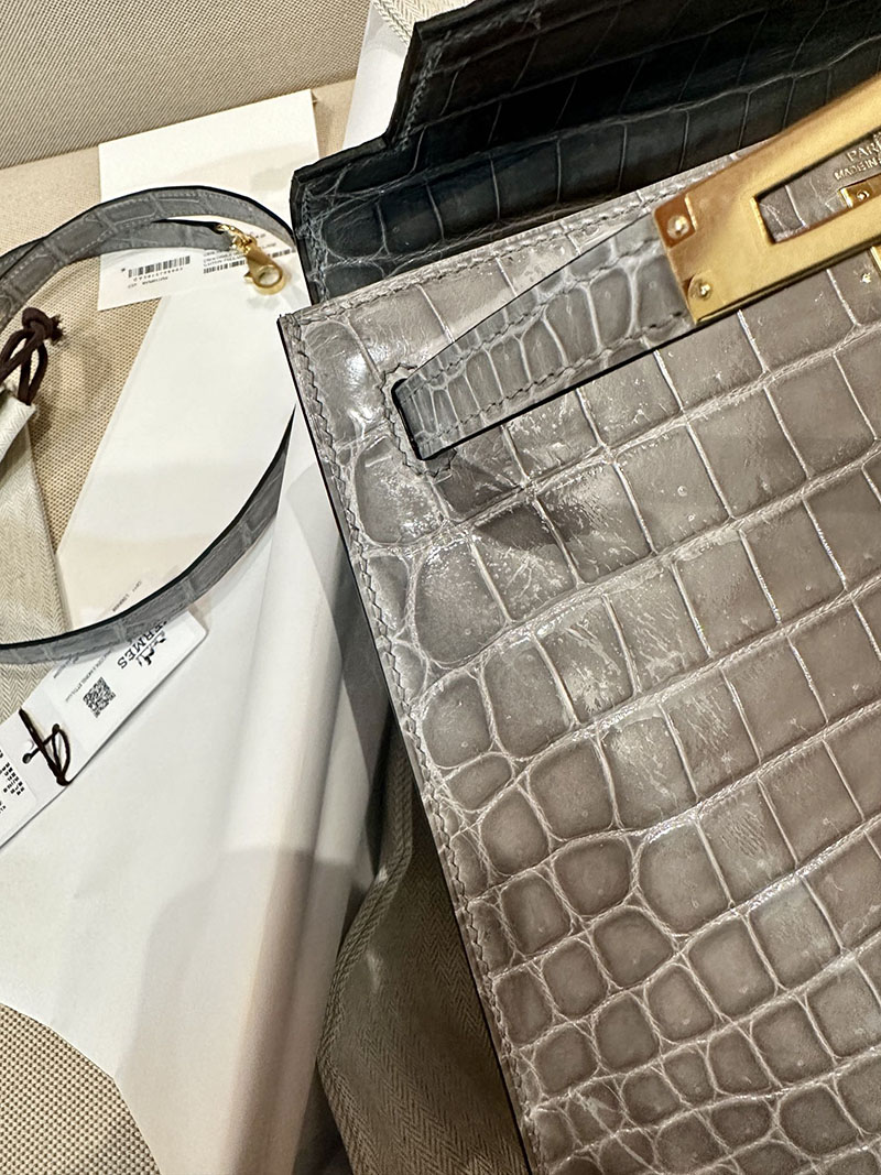 エルメス HERMES ケリー25 外縫い グリネヴェ クロコダイル ニロティカスマット ゴールド金具 2412912 エルメス 2025 値上げ - 画像 (5)