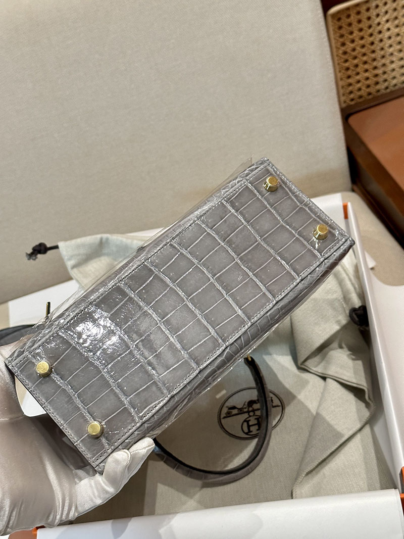 エルメス HERMES ケリー25 外縫い グリネヴェ クロコダイル ニロティカスマット ゴールド金具 2412912 エルメス 2025 値上げ - 画像 (4)