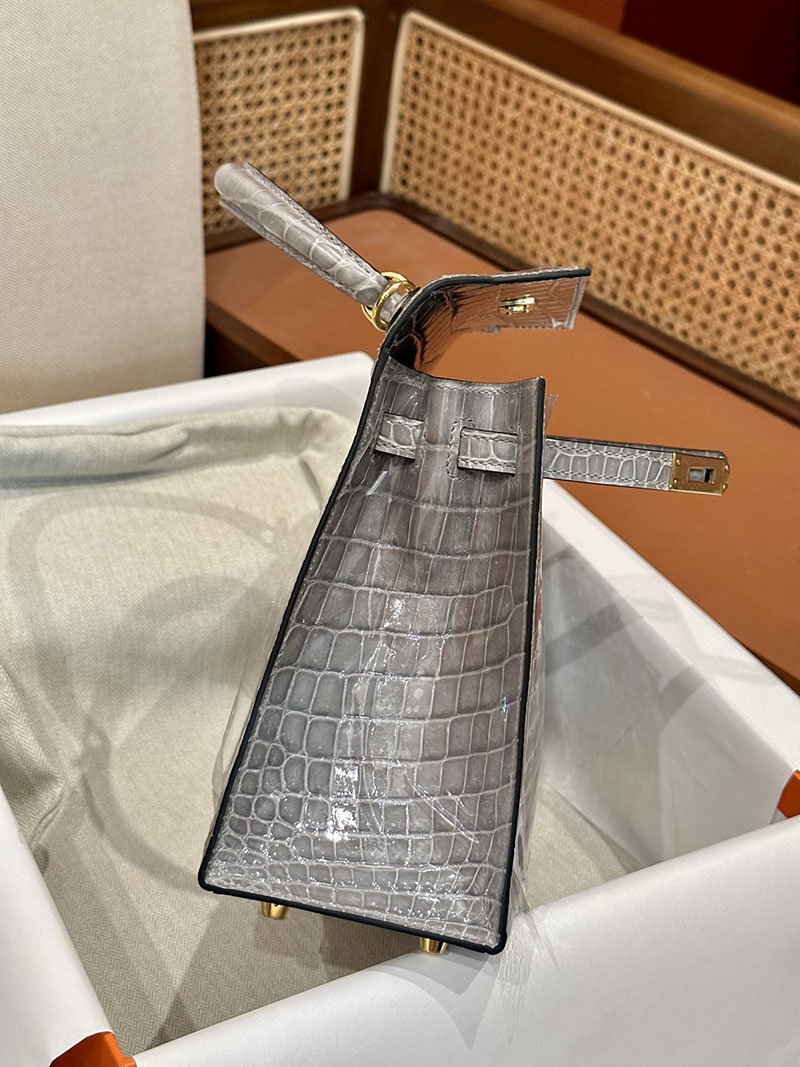 エルメス HERMES ケリー25 外縫い グリネヴェ クロコダイル ニロティカスマット ゴールド金具 2412912 エルメス 2025 値上げ - 画像 (3)