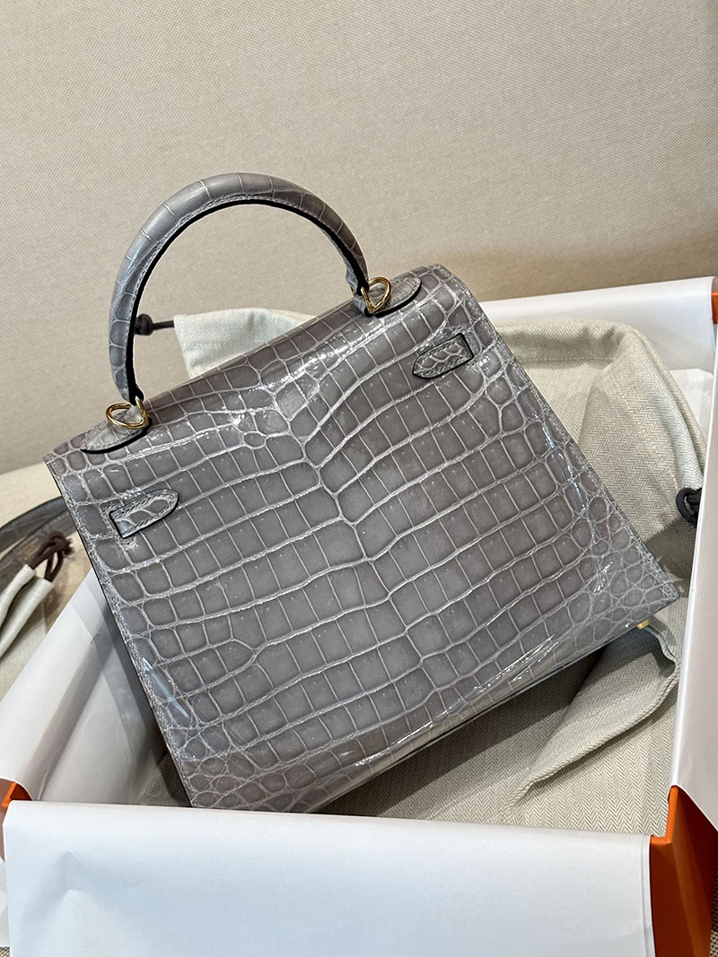 エルメス HERMES ケリー25 外縫い グリネヴェ クロコダイル ニロティカスマット ゴールド金具 2412912 エルメス 2025 値上げ - 画像 (2)