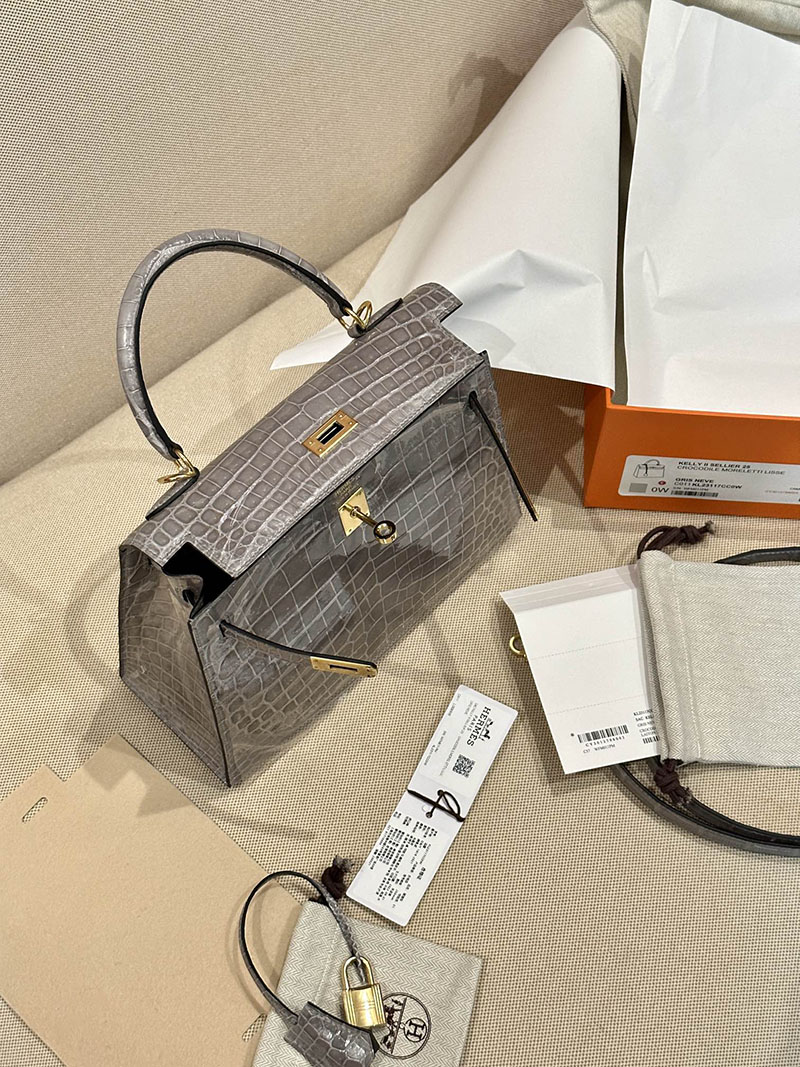 エルメス HERMES ケリー25 外縫い グリネヴェ クロコダイル ニロティカスマット ゴールド金具 2412912 エルメス 2025 値上げ - 画像 (16)