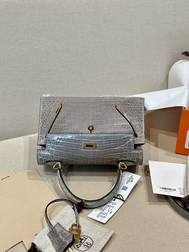 エルメス HERMES ケリー25 外縫い グリネヴェ クロコダイル ニロティカスマット ゴールド金具 2412912 エルメス 2025 値上げ - 画像 (15)