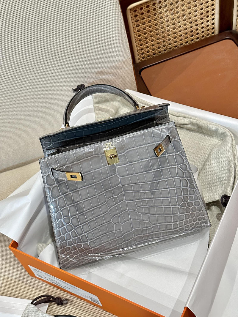 エルメス HERMES ケリー25 外縫い グリネヴェ クロコダイル ニロティカスマット ゴールド金具 2412912 エルメス 2025 値上げ - 画像 (13)