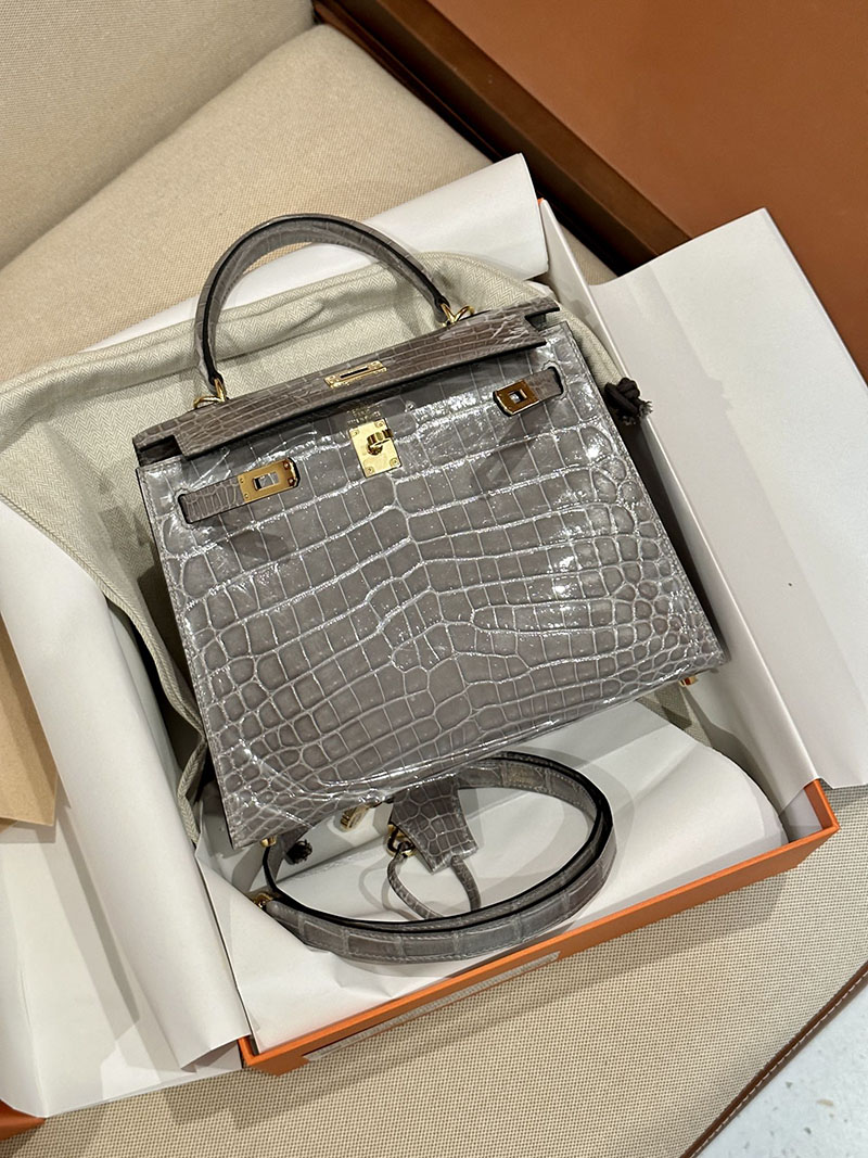 エルメス HERMES ケリー25 外縫い グリネヴェ クロコダイル ニロティカスマット ゴールド金具 2412912 エルメス 2025 値上げ - 画像 (11)
