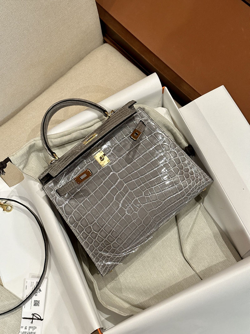 エルメス HERMES ケリー25 外縫い グリネヴェ クロコダイル ニロティカスマット ゴールド金具 2412912 エルメス 2025 値上げ - 画像 (10)