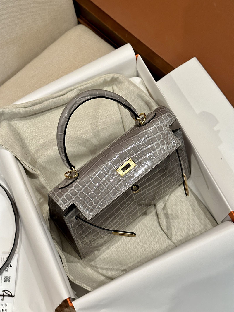 エルメス HERMES ケリー25 外縫い グリネヴェ クロコダイル ニロティカスマット ゴールド金具 2412912 エルメス 2025 値上げ - 画像 (9)