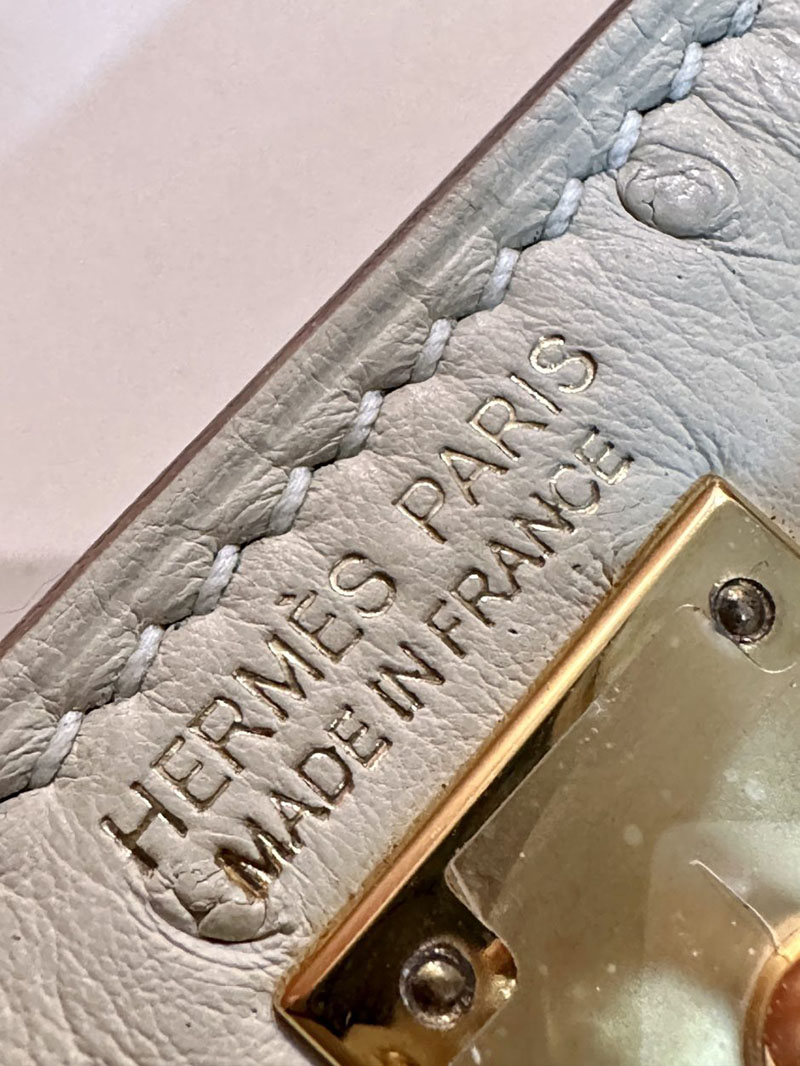 エルメス HERMES ケリーミニ 20 外縫い ベトン オーストリッチ ゴールド金具 2412917 ミニバッグ ショルダー 軽い - 画像 (6)