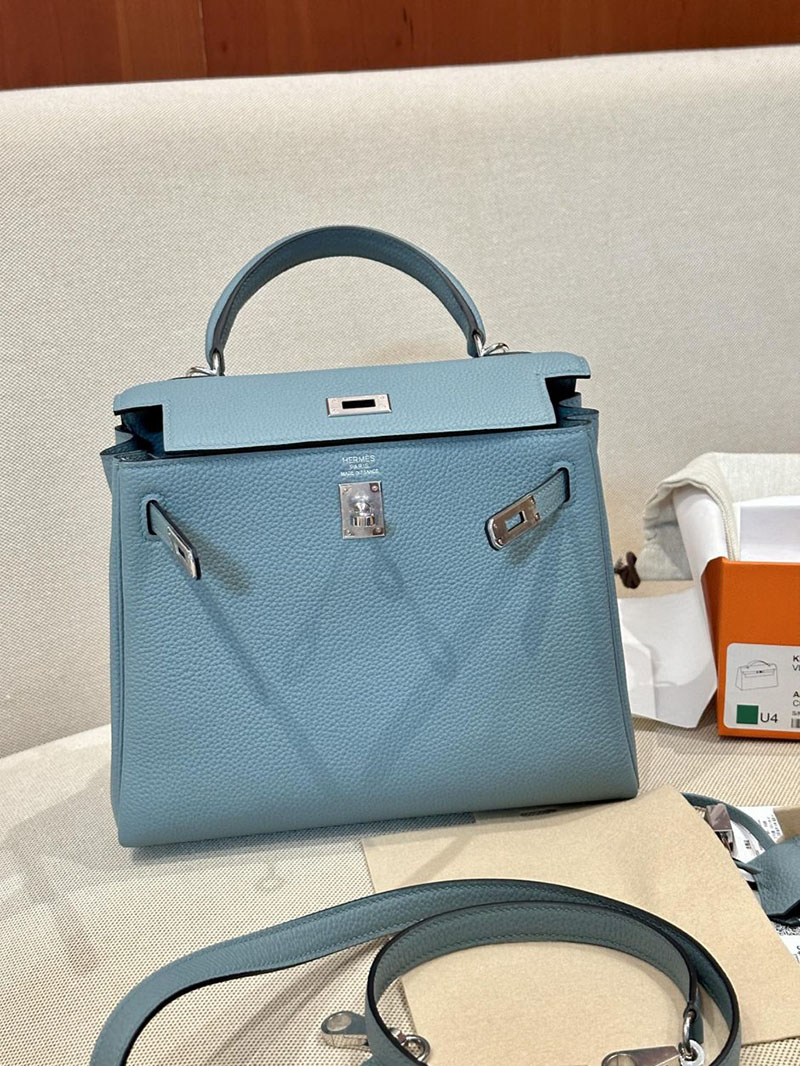 エルメス HERMES ケリー25 内縫い シエル トゴ シルバー金具 2412918 ショルダーバッグ レディース 人気 - 画像 (6)