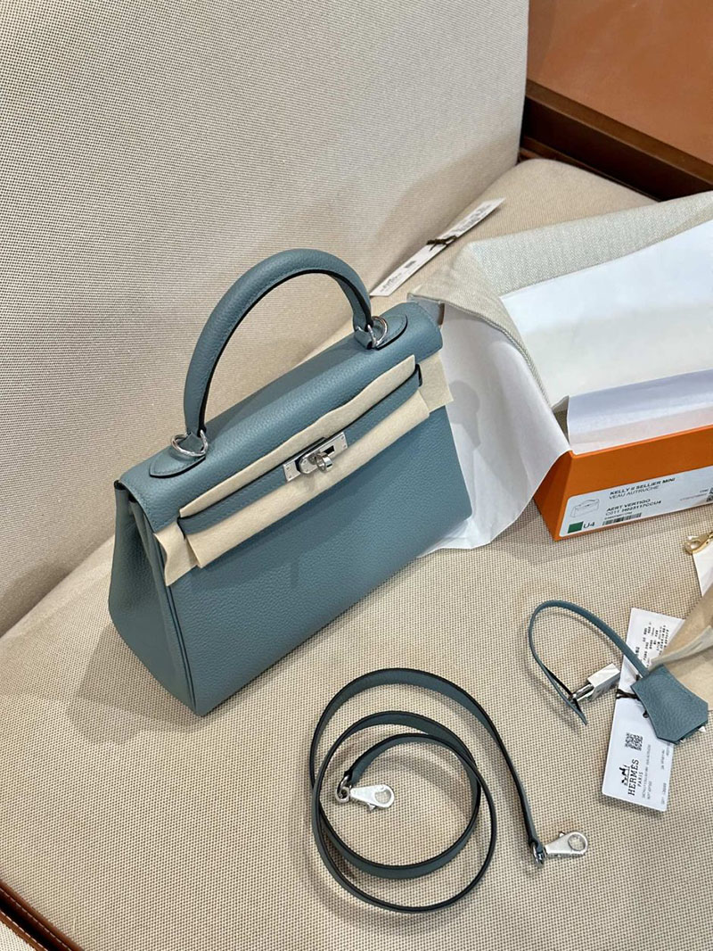 エルメス HERMES ケリー25 内縫い シエル トゴ シルバー金具 2412918 ショルダーバッグ レディース 人気 - 画像 (5)