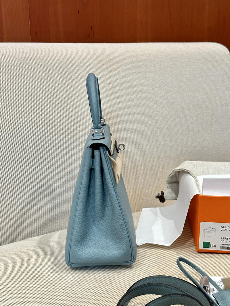 エルメス HERMES ケリー25 内縫い シエル トゴ シルバー金具 2412918 ショルダーバッグ レディース 人気 - 画像 (4)