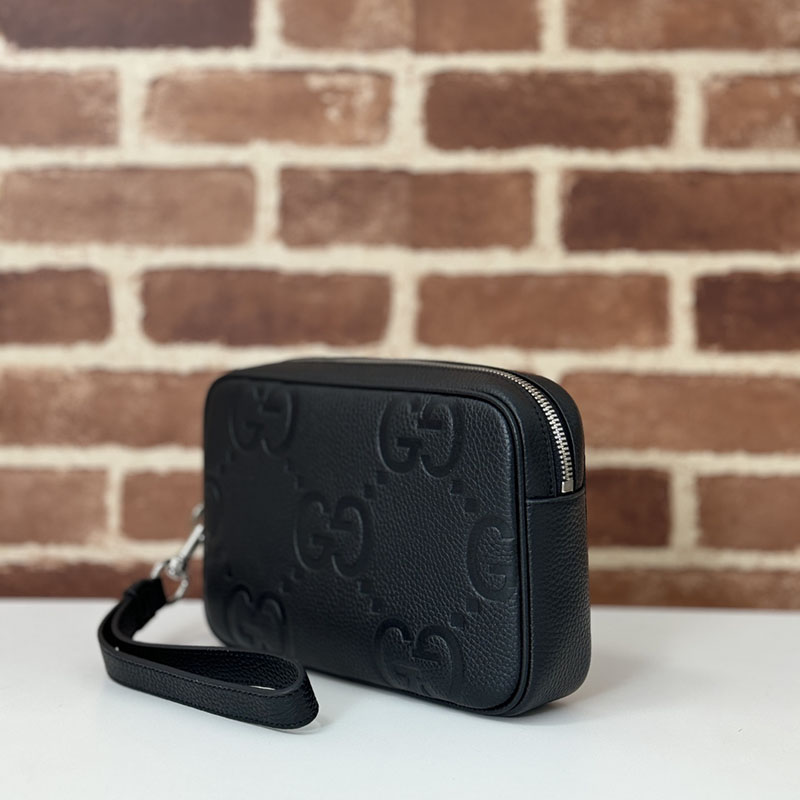 グッチ バッグ 新作 GUCCI ジャンボGG スモール ポーチ 802148 AABY0 1000 ブラック グッチ クラッチバッグ メンズ - 画像 (6)
