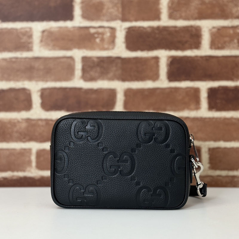 グッチ バッグ 新作 GUCCI ジャンボGG スモール ポーチ 802148 AABY0 1000 ブラック グッチ クラッチバッグ メンズ - 画像 (5)