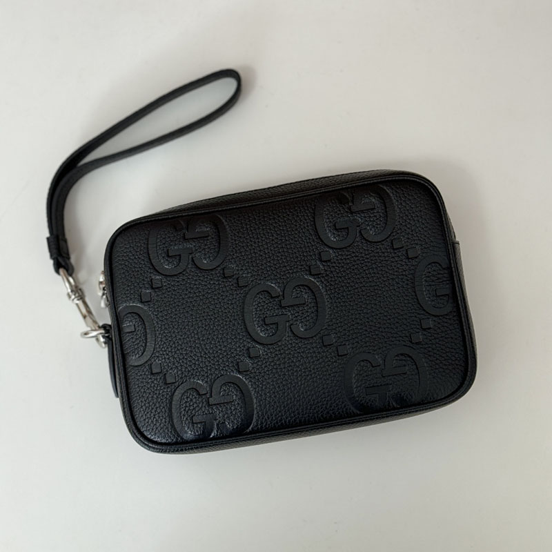 グッチ バッグ 新作 GUCCI ジャンボGG スモール ポーチ 802148 AABY0 1000 ブラック グッチ クラッチバッグ メンズ - 画像 (3)