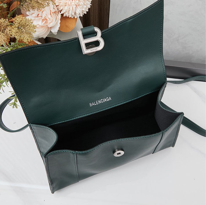 最高級 バレンシアガバッグコピー HOURGLASS スモール バッグ 5935461QJ4M3614 グリーン シルバー金具 バレンシアガ風 バッグ 本革 - 画像 (2)