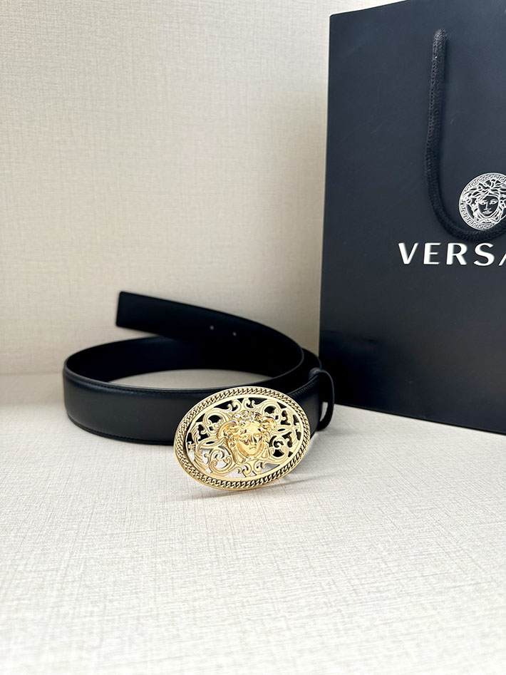最高級ヴェルサーチェスーパーコピー ヴェルサーチェベルトコピー ブラック 38MM シルバー金具 2517362 ヴェルサーチ ベルト メンズ - 画像 (4)
