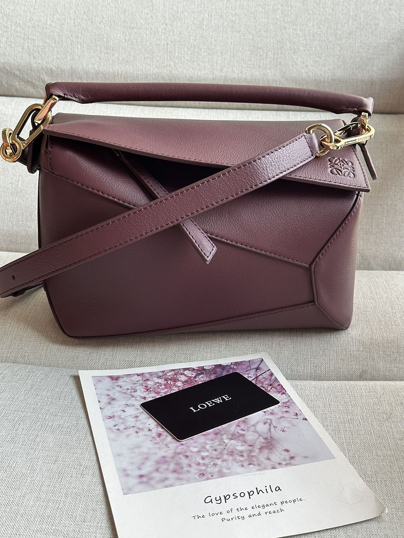 レディース ロエベ バッグ 人気 LOEWE パズルバッグ スモール A510P60X41-7240 ダークバーガンディ クラシックカーフ ゴールド金具 - 画像 (9)