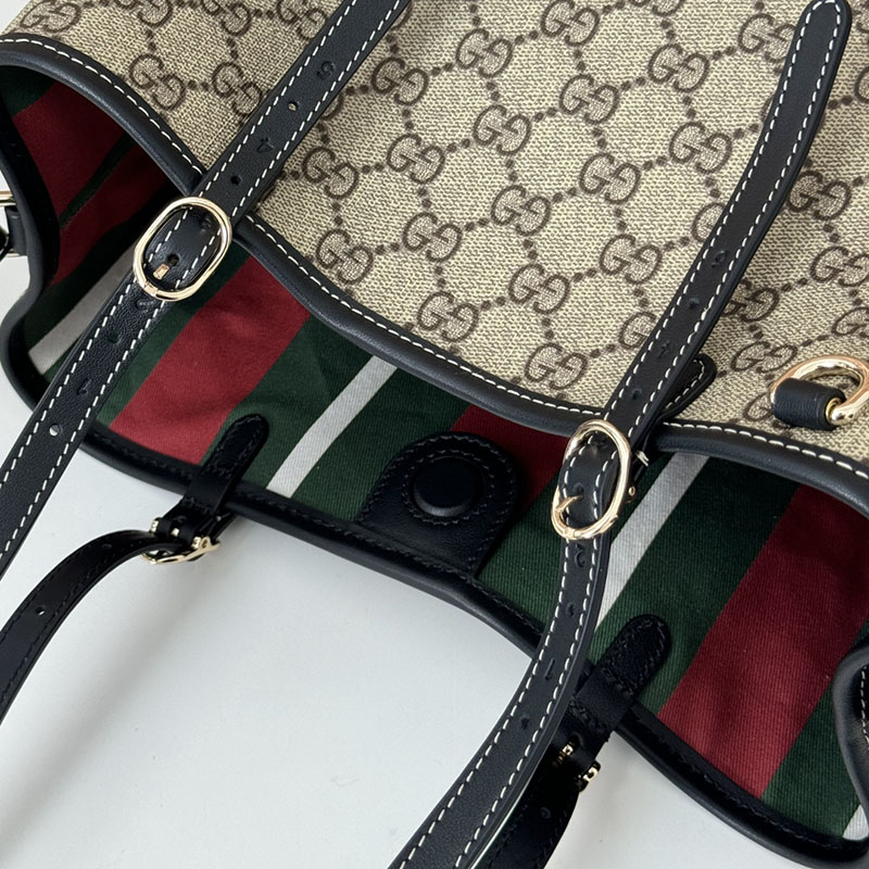 グッチ バッグ 未使用品 GUCCI GGエンブレム スモール トートバッグ 815214 FAD6L 9741 ベージュ/ブラック 芸能人 トートバッグ レディース - 画像 (5)