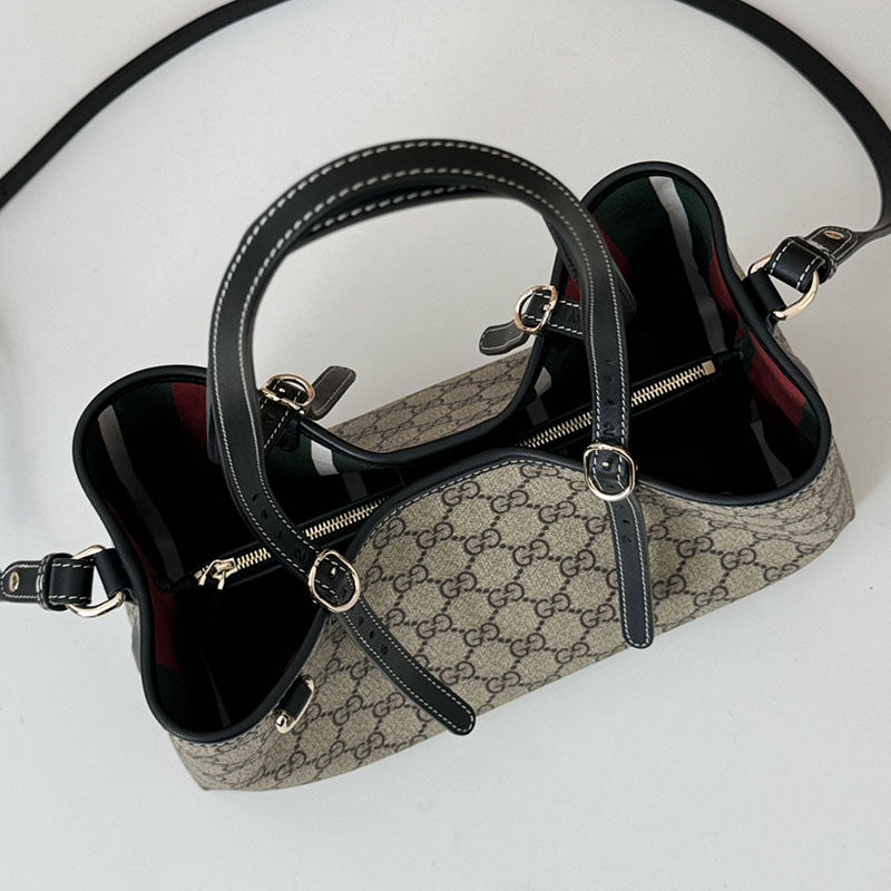 グッチ バッグ 未使用品 GUCCI GGエンブレム スモール トートバッグ 815214 FAD6L 9741 ベージュ/ブラック 芸能人 トートバッグ レディース - 画像 (4)