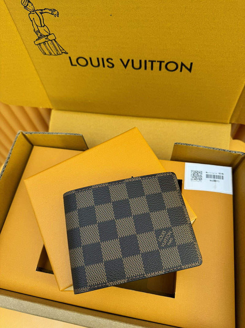 並行輸入品 ルイヴィトン ポルトフォイユ・ミュルティプル N60895 RFID モノグラム・キャンバス ブラウン 財布 メンズ 二つ折り 小銭入れあり - 画像 (6)
