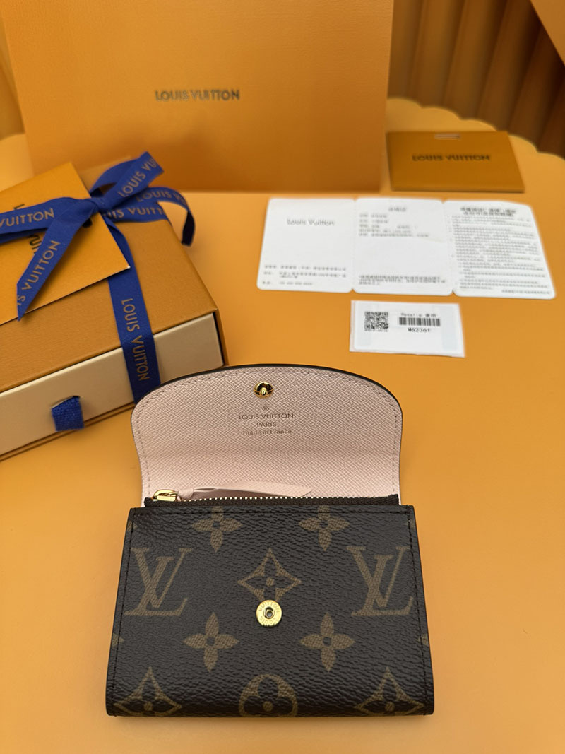 本革 ルイヴィトン ポルトモネ・ロザリ M62361 RFID モノグラム ローズバレリーヌ レディース ブランド財布安い - 画像 (6)