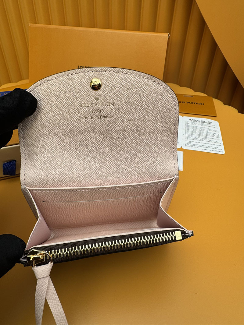 本革 ルイヴィトン ポルトモネ・ロザリ M62361 RFID モノグラム ローズバレリーヌ レディース ブランド財布安い - 画像 (4)