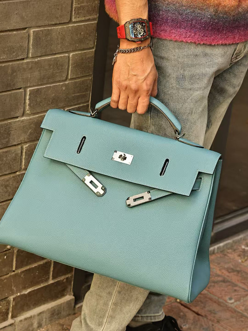 エルメス メンズバッグ 人気 HERMES ケリー 42cm 内縫い ブルージーン トゴ シルバー金具 2519456 - 画像 (2)
