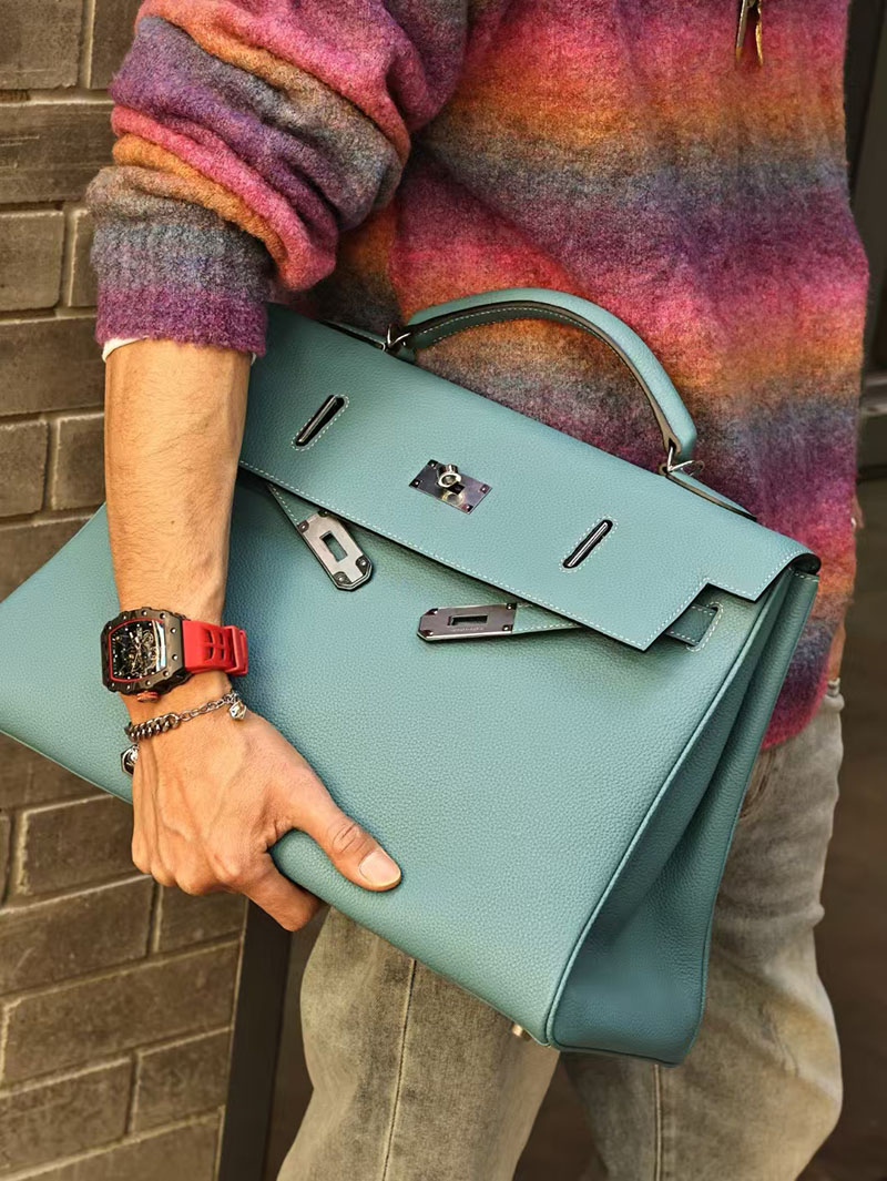エルメス メンズバッグ 人気 HERMES ケリー 42cm 内縫い ブルージーン トゴ シルバー金具 2519456 - 画像 (8)