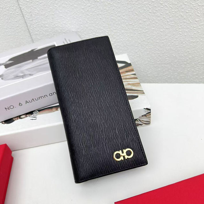 FERRAGAMO 新作財布 フェラガモ ガンチーニ 長財布 リバイバル ダブル ガンチーニ ブラック ゴールド金具 66A069 686018 - 画像 (6)