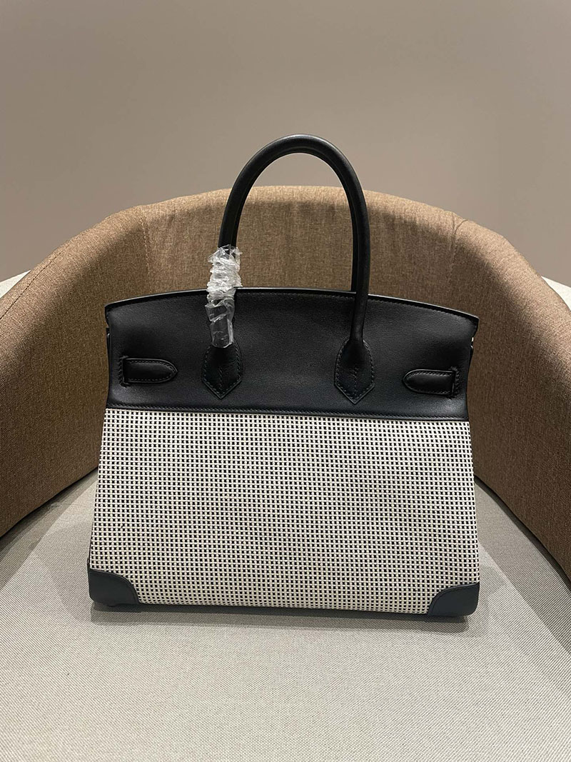 HERMES エルメス バーキン25 クロ×グレー トワルキャドリーユ×スイフト ゴールド金具 2520784 バーキン風バッグ 持ってる人 - 画像 (6)