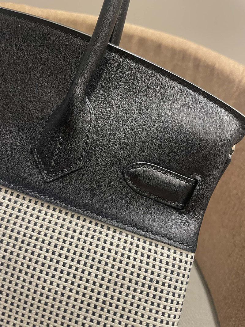 HERMES エルメス バーキン25 クロ×グレー トワルキャドリーユ×スイフト ゴールド金具 2520784 バーキン風バッグ 持ってる人 - 画像 (5)
