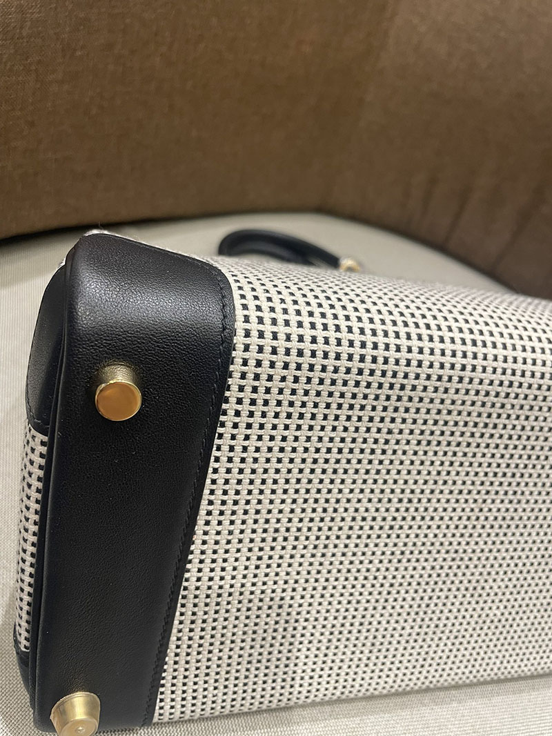HERMES エルメス バーキン25 クロ×グレー トワルキャドリーユ×スイフト ゴールド金具 2520784 バーキン風バッグ 持ってる人 - 画像 (2)